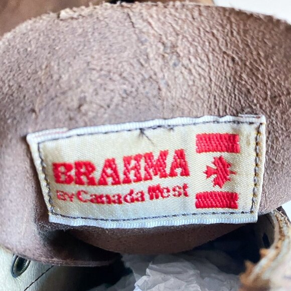 NEW Deadstock Vintage Brahma Brown Leather Lace up Boots Made in Canada 8C - Picture 9 of 9